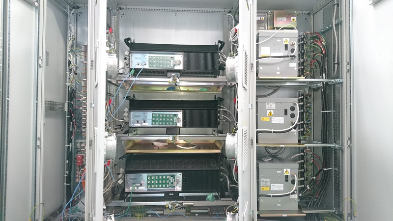 Three 5-axis Zephyr magnetic bearing controllers in one cabinet