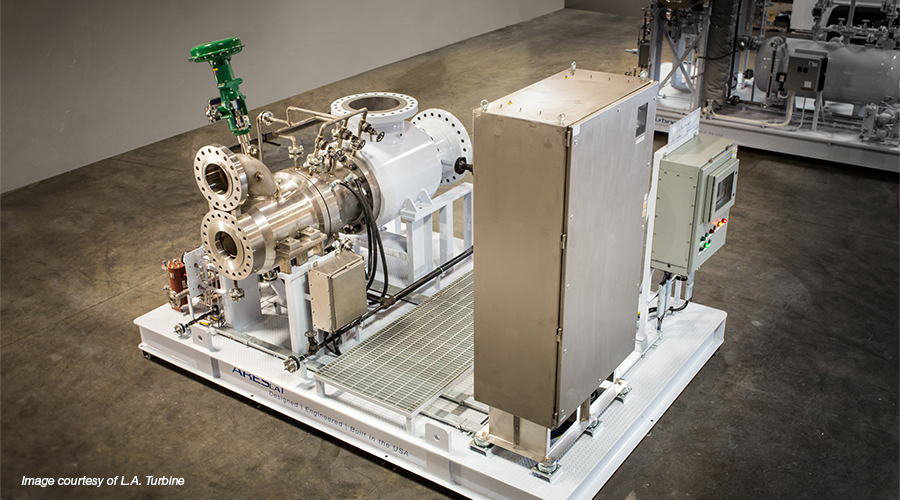 L.A. Turbine ARES AMB turboexpander-compressor with on-skid magnetic bearing controller (Image courtesy of L.A. Turbine)